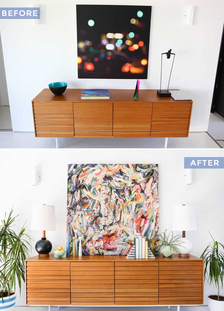 Modern_Credenza_Styling_Before_And_After Emily Henderson