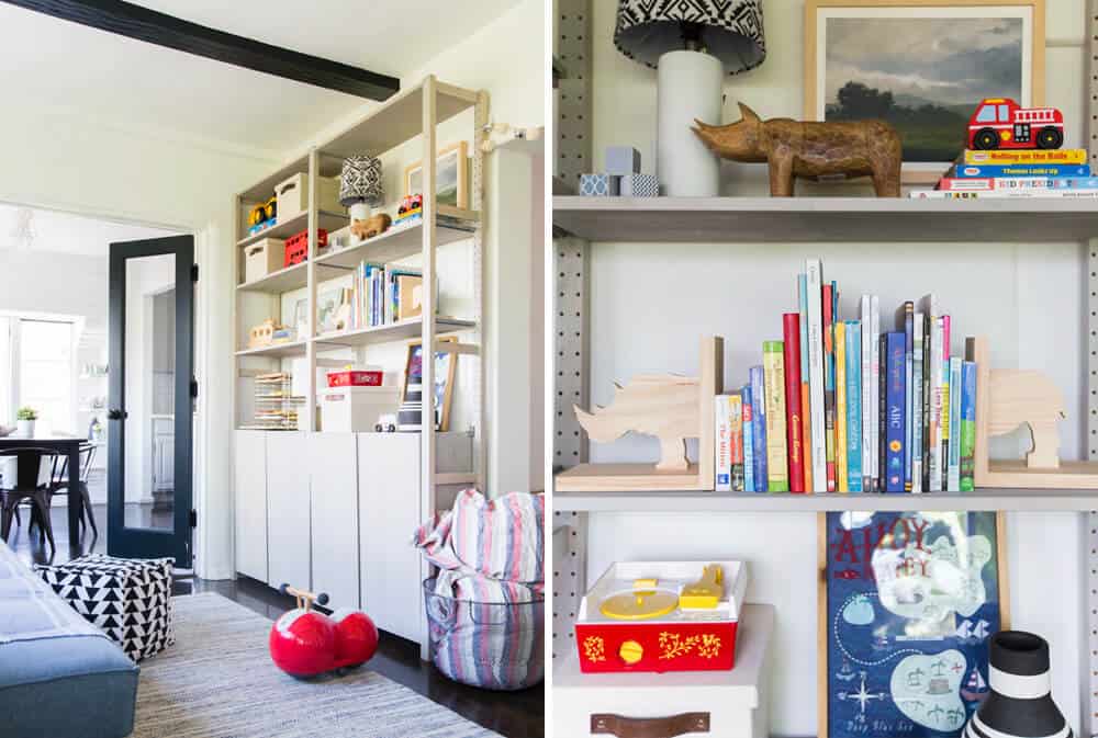 Suzannes Child Playroom Makeover Emily Henderson Styling Kids Shelf Organization After 2 Emily
