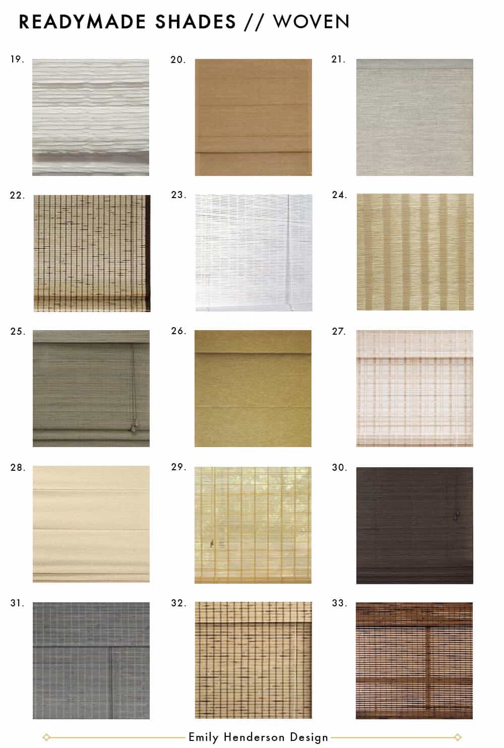 Ready made shades roman woven roller blinds full roundup grid Emily