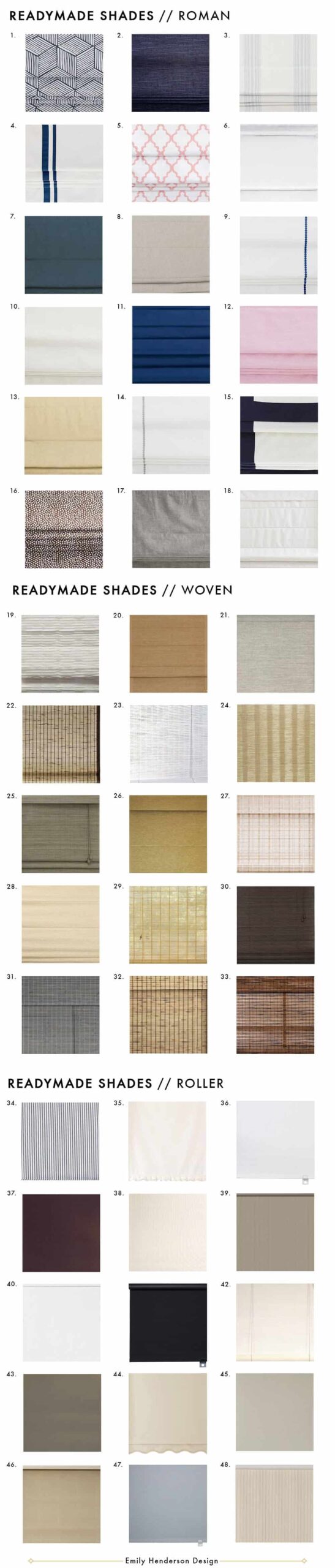 Ready made shades roman woven roller blinds full roundup grid Emily