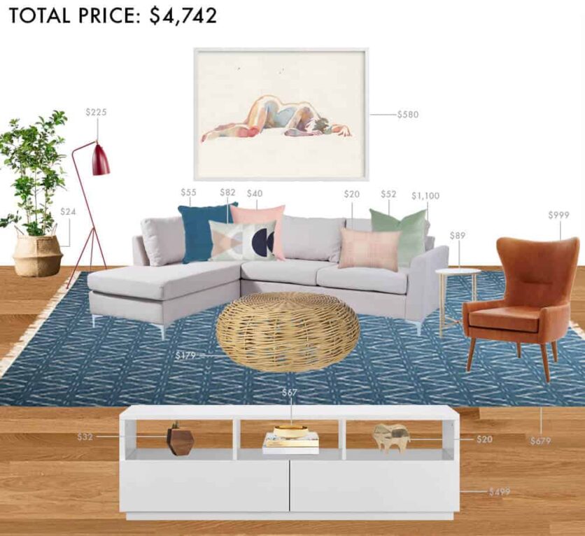 Budget Rooms Colorful Living Room with Sectional Emily Henderson