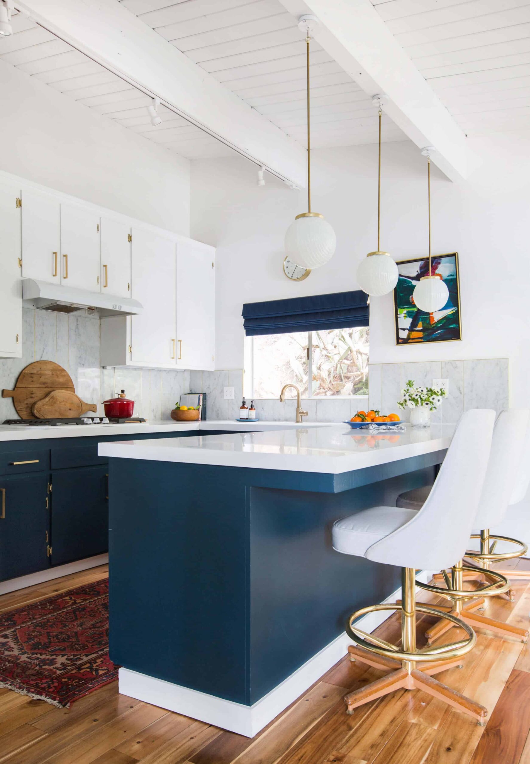 Emily Henderson_Kitchen_Family Room_Staged_Blue_White_Clean Fresh_Emily