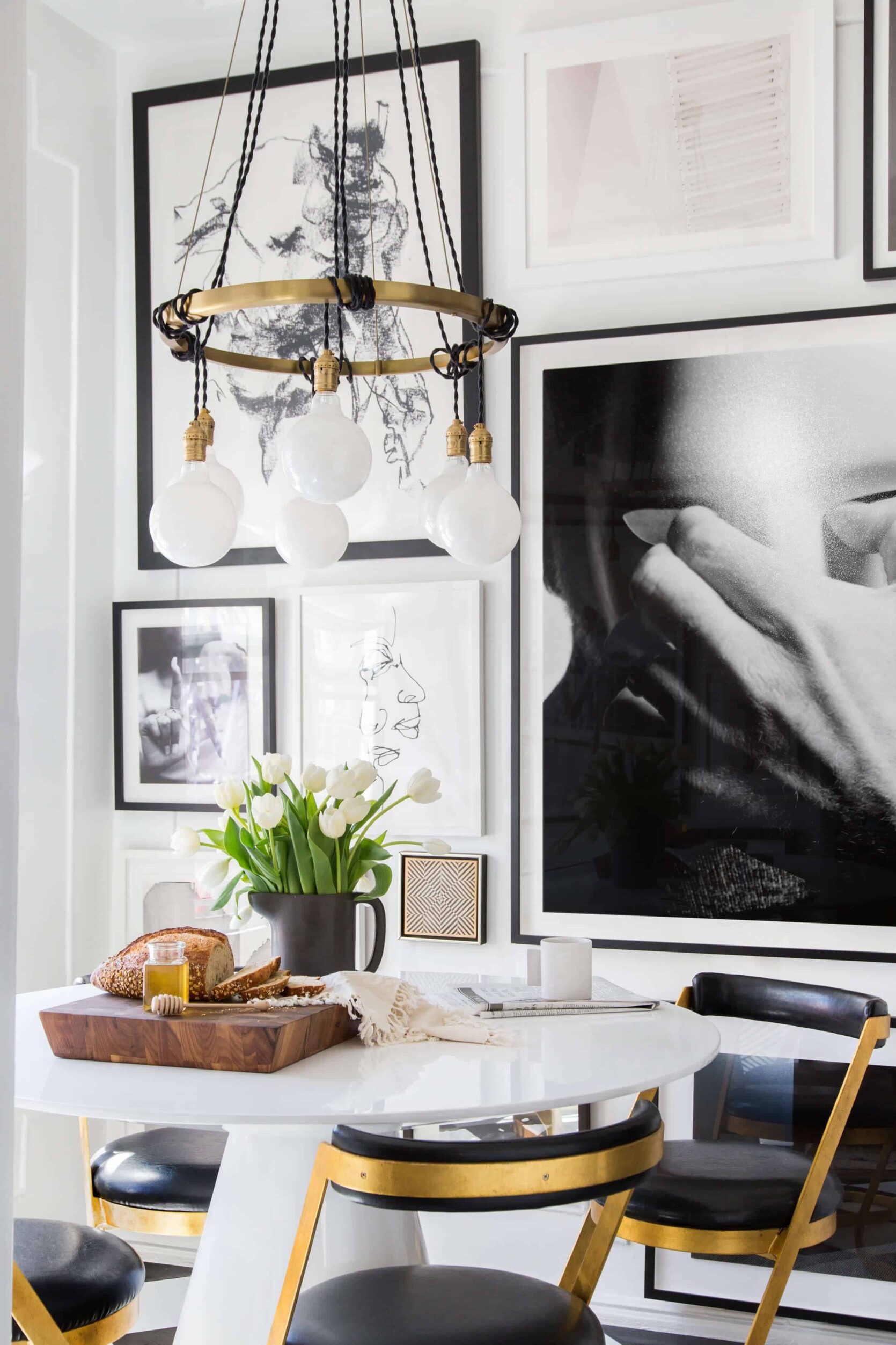 Brady-Tolbert_Emily-Henderson_Black-and-White-Kitchen_Vintage_Apartment-Refresh_Wood_Brass_Checkered-Floor_Copper-Pots_Eclectic_Glam_Modern_Traditional_9