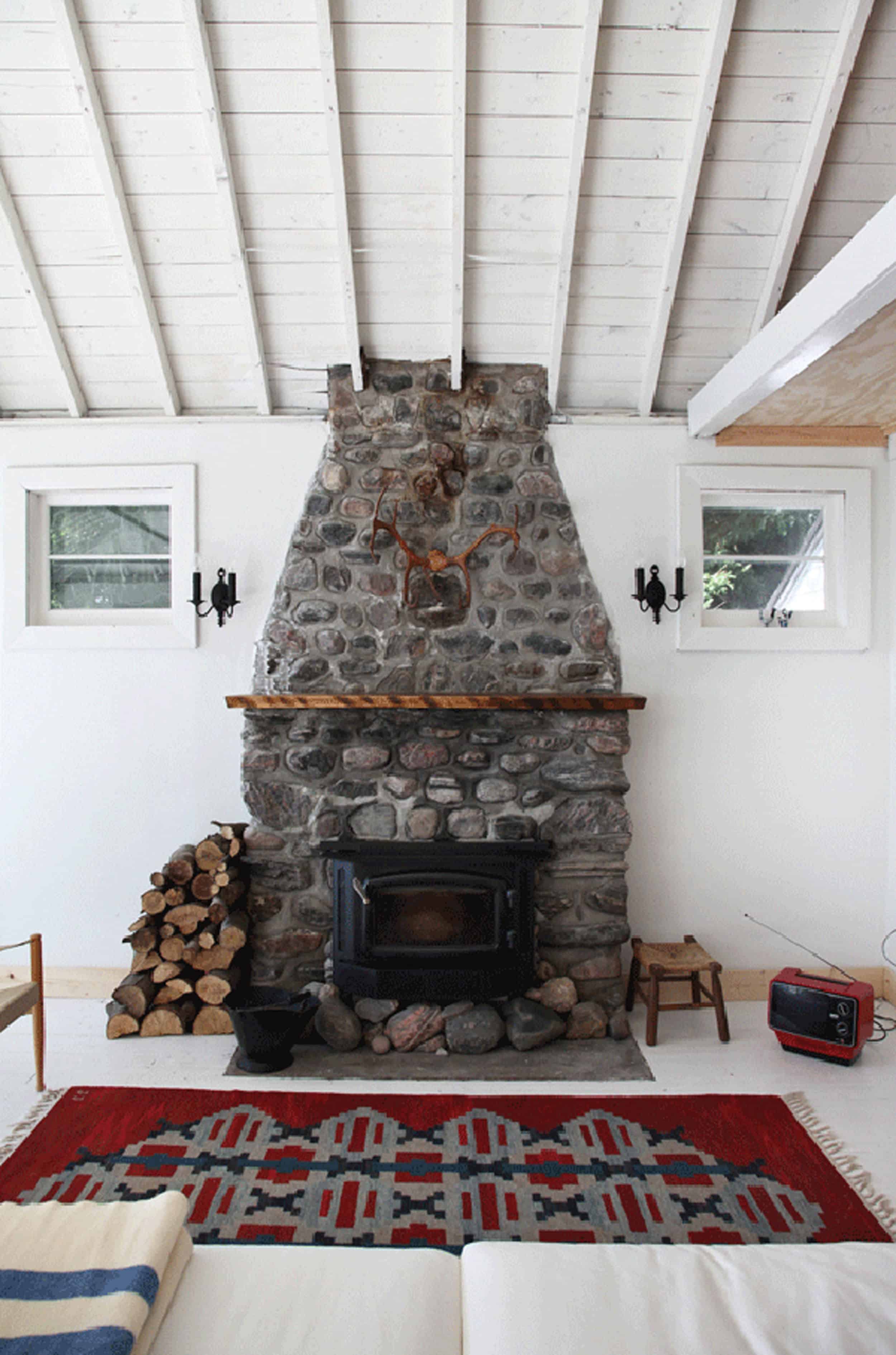 Emily Henderson Lake House Fixer Upper Mountain Home Decor Fireplace Ideas Rustic Refined Simple White Wood Stone 11