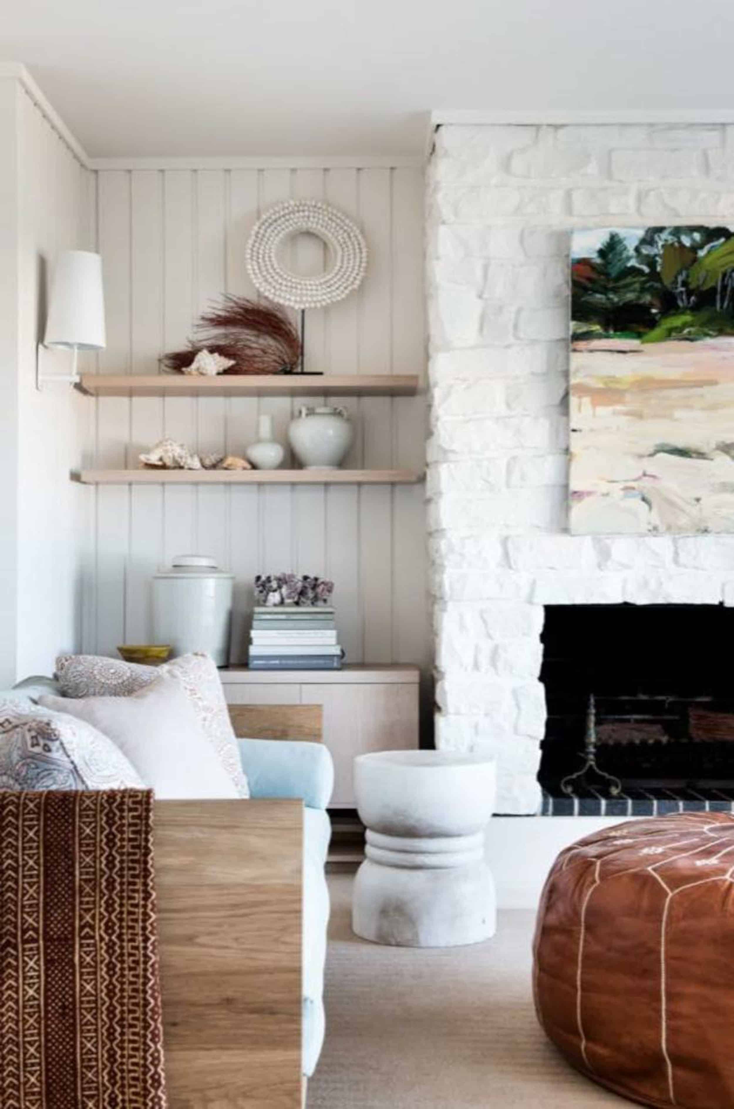 Emily Henderson Lake House Fixer Upper Mountain Home Decor Fireplace Ideas Rustic Refined Simple White Wood Stone 131