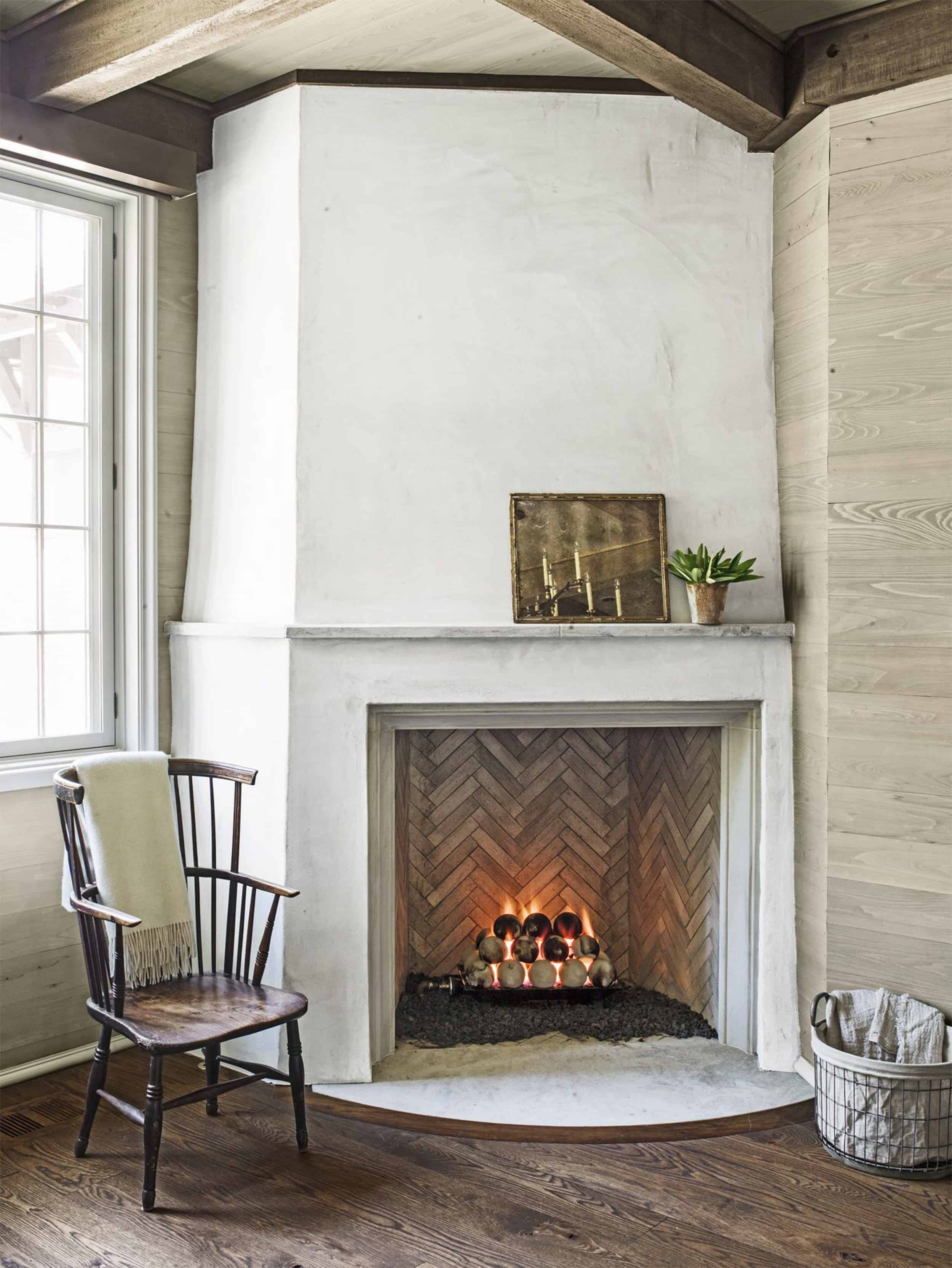 Emily Henderson Lake House Fixer Upper Mountain Home Decor Fireplace Ideas Rustic Refined Simple White Wood Stone 15