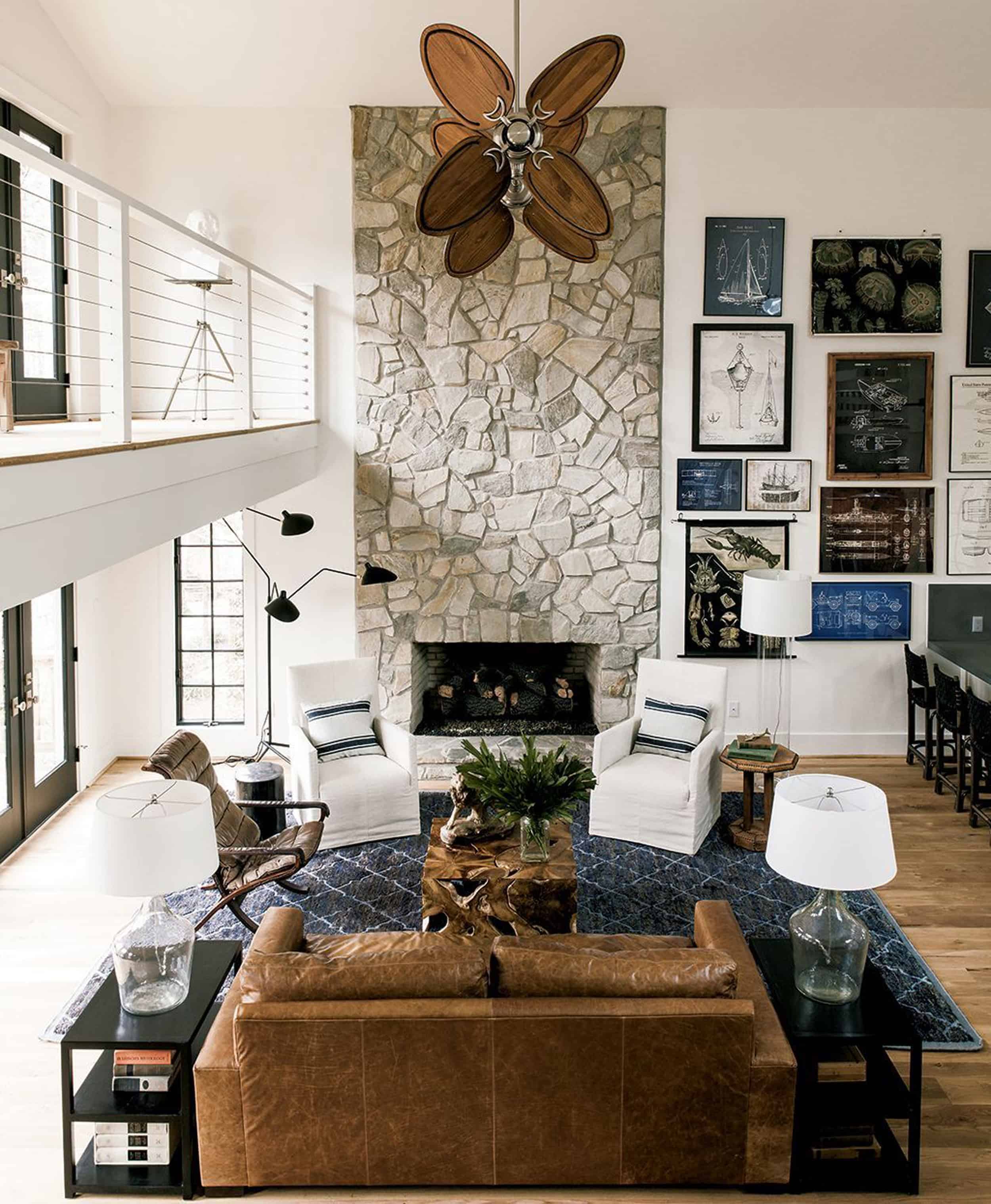 Emily Henderson Lake House Fixer Upper Mountain Home Decor Fireplace Ideas Rustic Refined Simple White Wood Stone 34