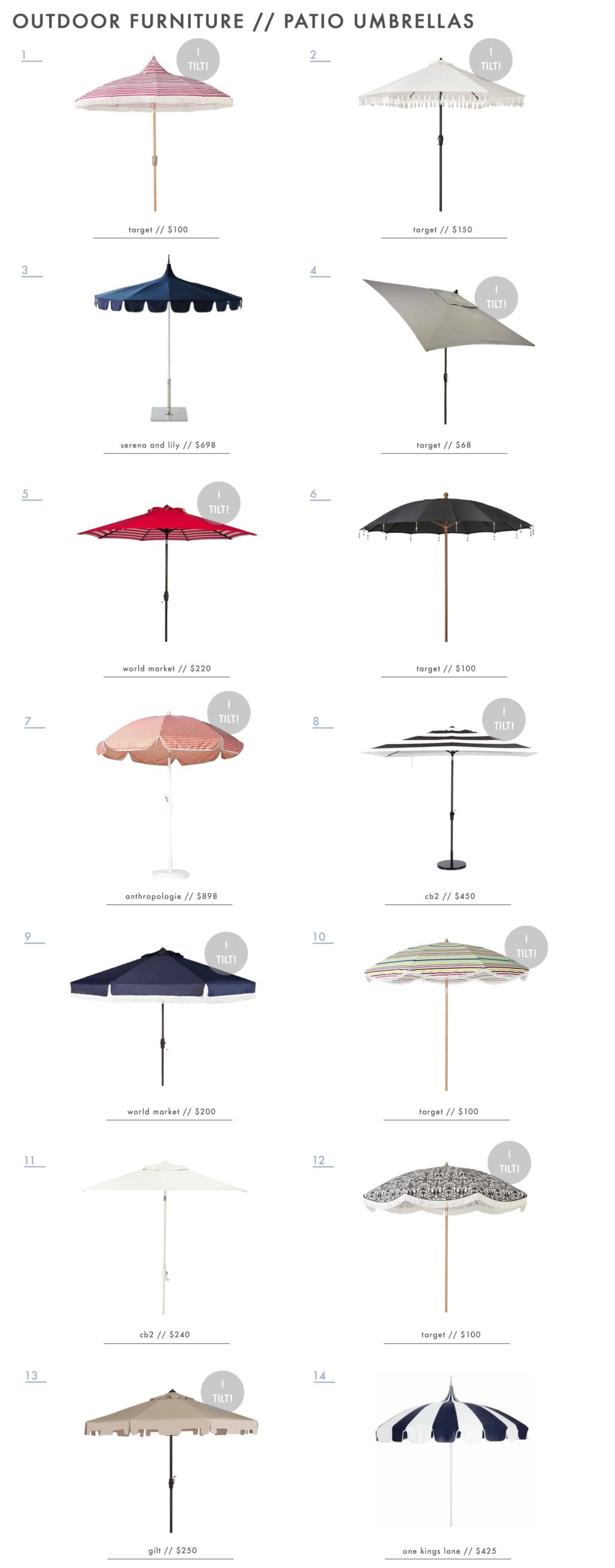 Emily Henderson Outdoor Furniture Dining Patio Umbrellas Roundup