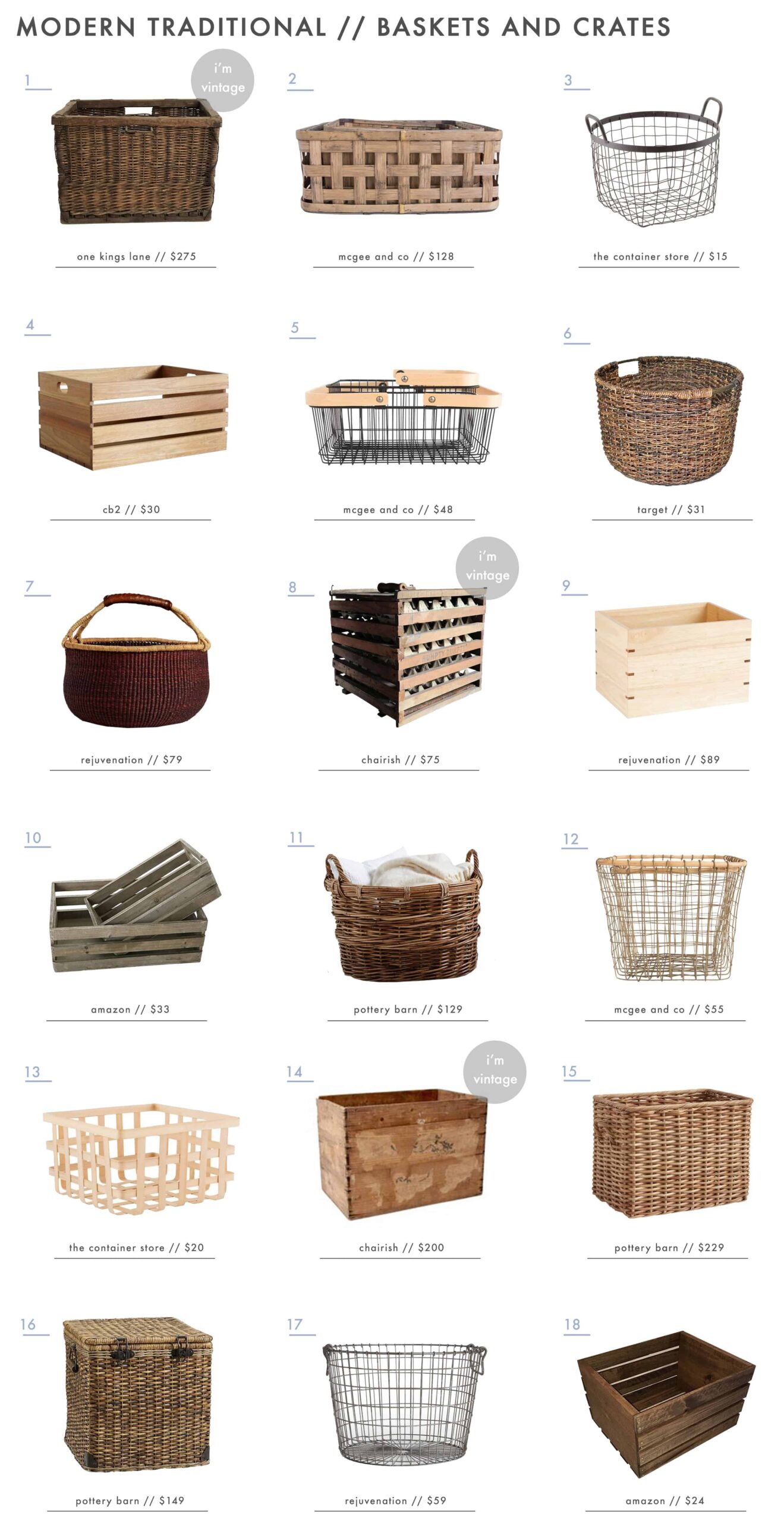 Emily Henderson Simplified Traditional Furniture Accessories Baskets Crates