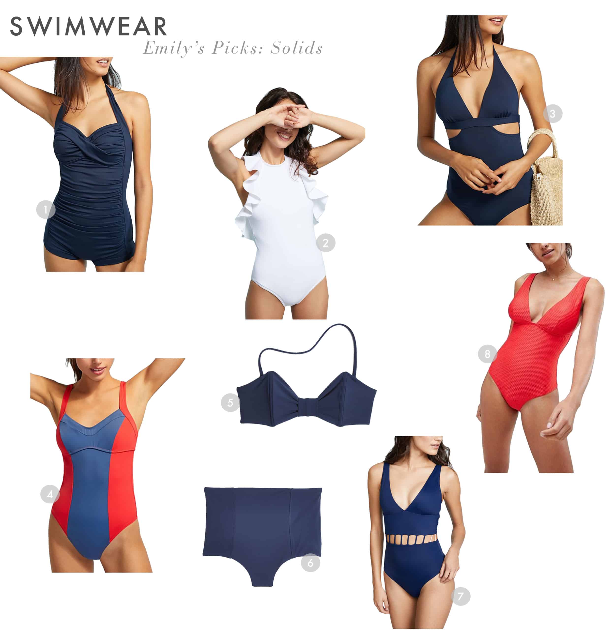different types of one piece swimsuits