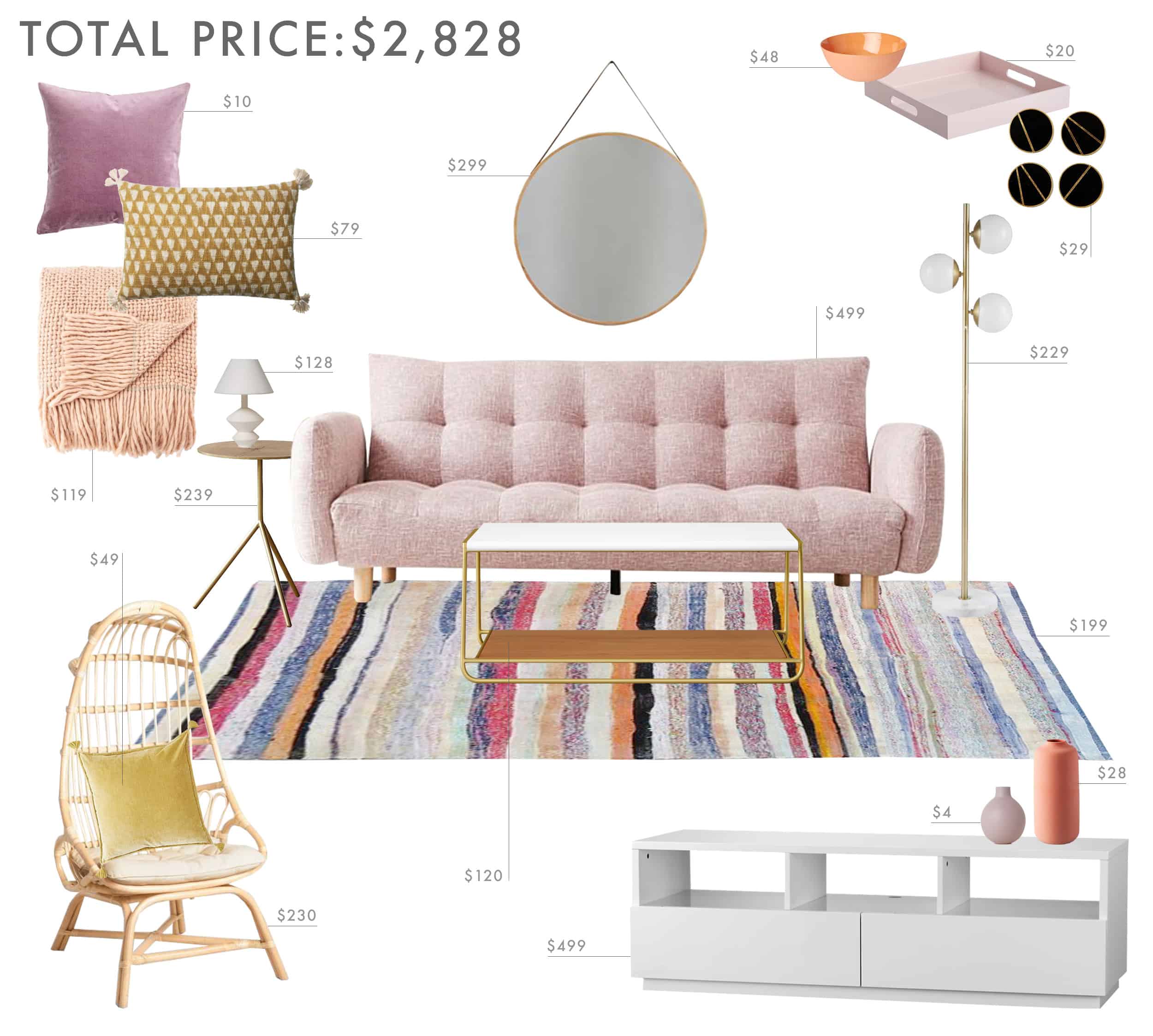 Emily Henderson Budget Room Lilac Living Room Under 3000k