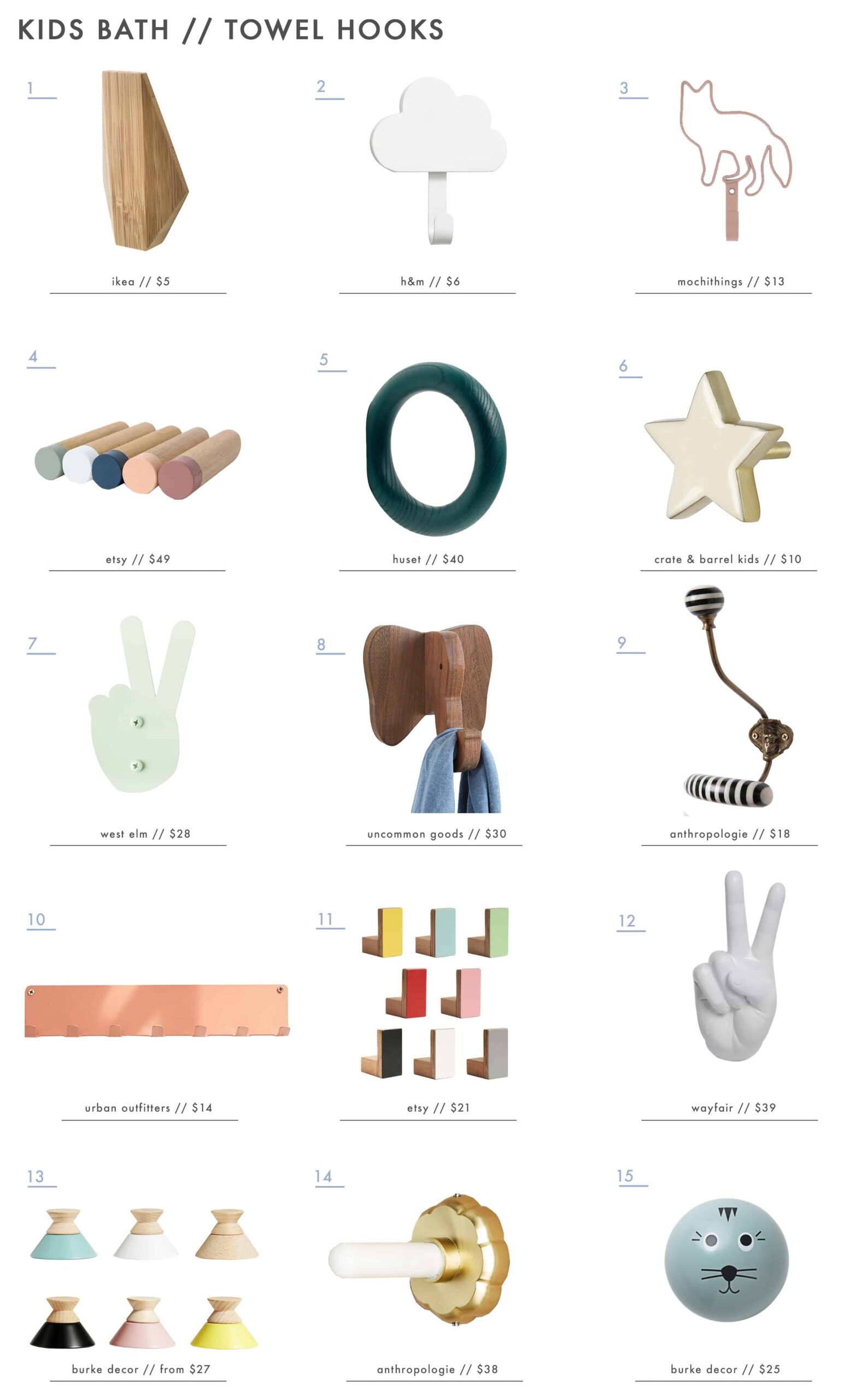 Emily Henderson Kids Bath Decor Accessories Roundup Towels Hooks