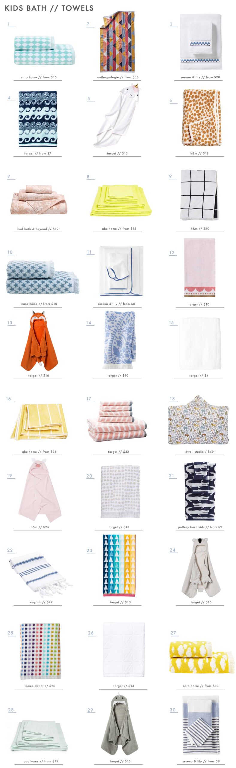 Emily Henderson Kids Bath Decor Accessories Roundup Towels