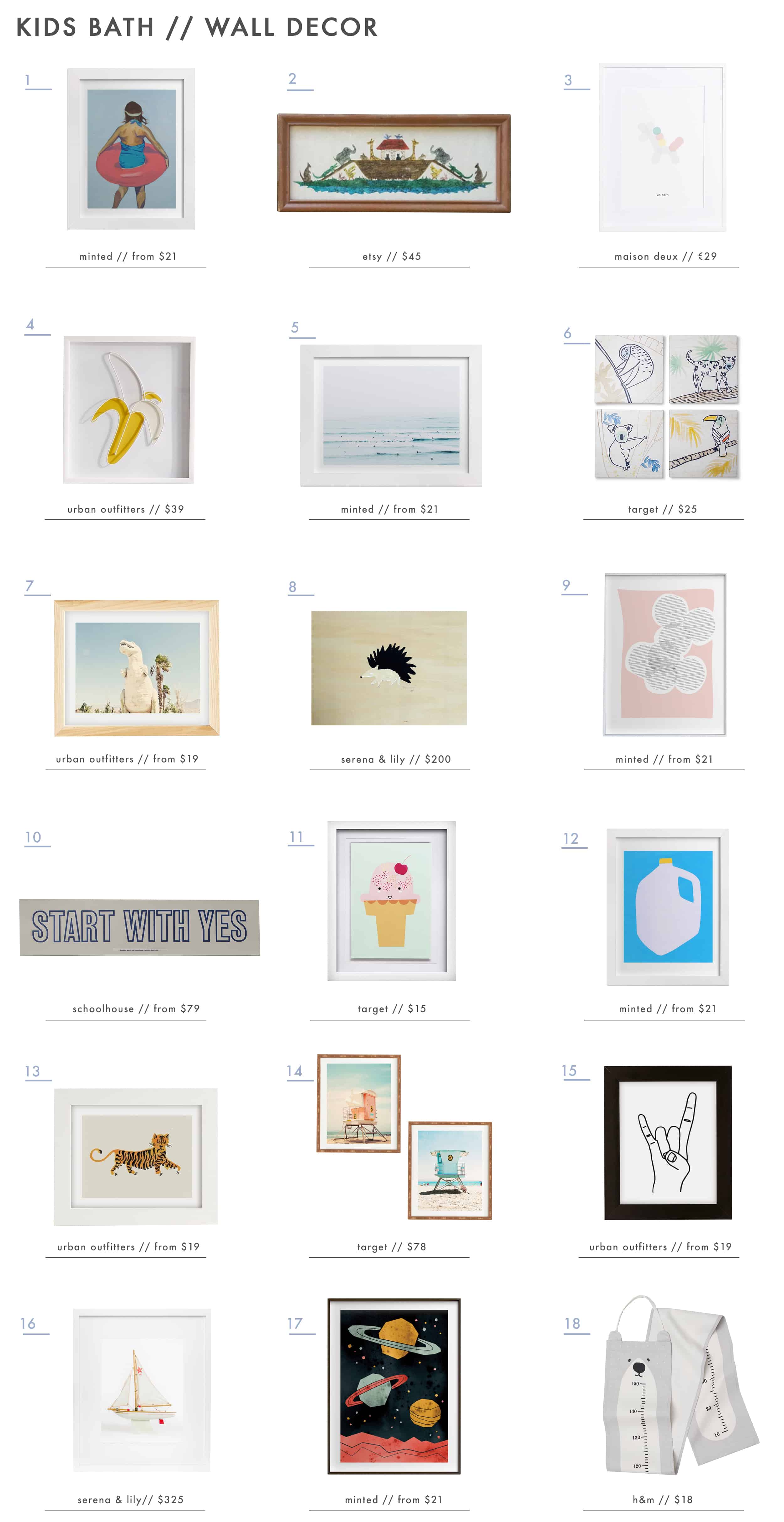 Emily Henderson Kids Bath Decor Accessories Roundup Wall Decor