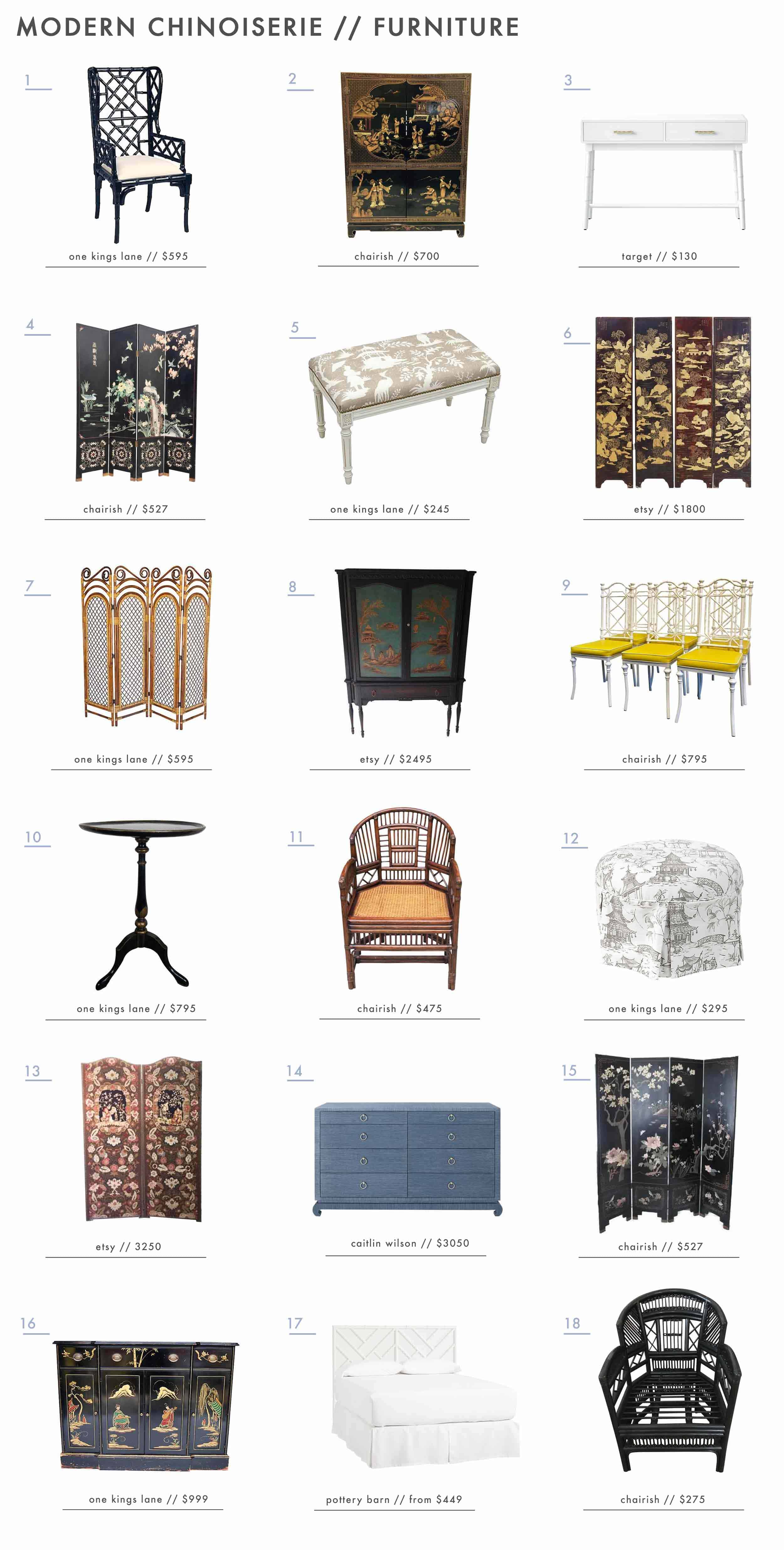 Emily Henderson Design Trends 2018 Modern Chinoiserie Roundup Furniture1