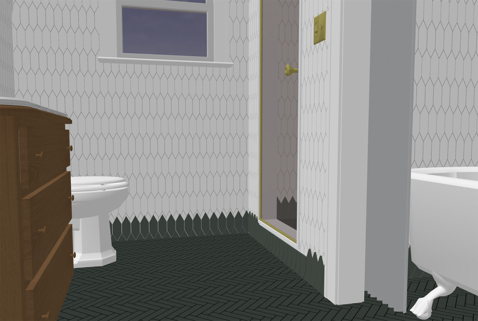 Our Kids Shared Bathroom Design Plan A Tile Border? A Dresser As