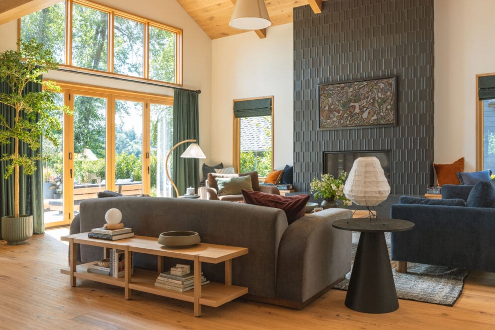 My Brother's River House Living Room Reveal - With A TV On A Tiled ...