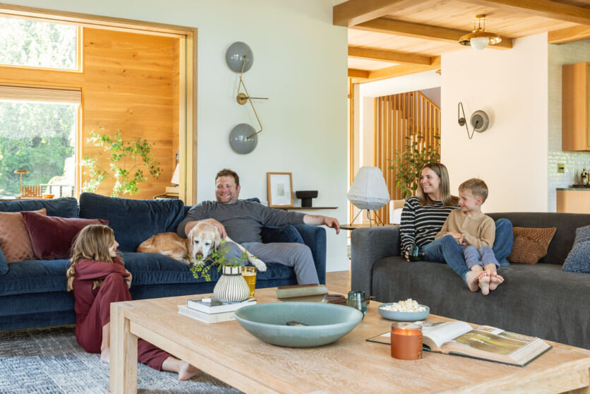 My Brother's River House Living Room Reveal - With A TV On A Tiled ...