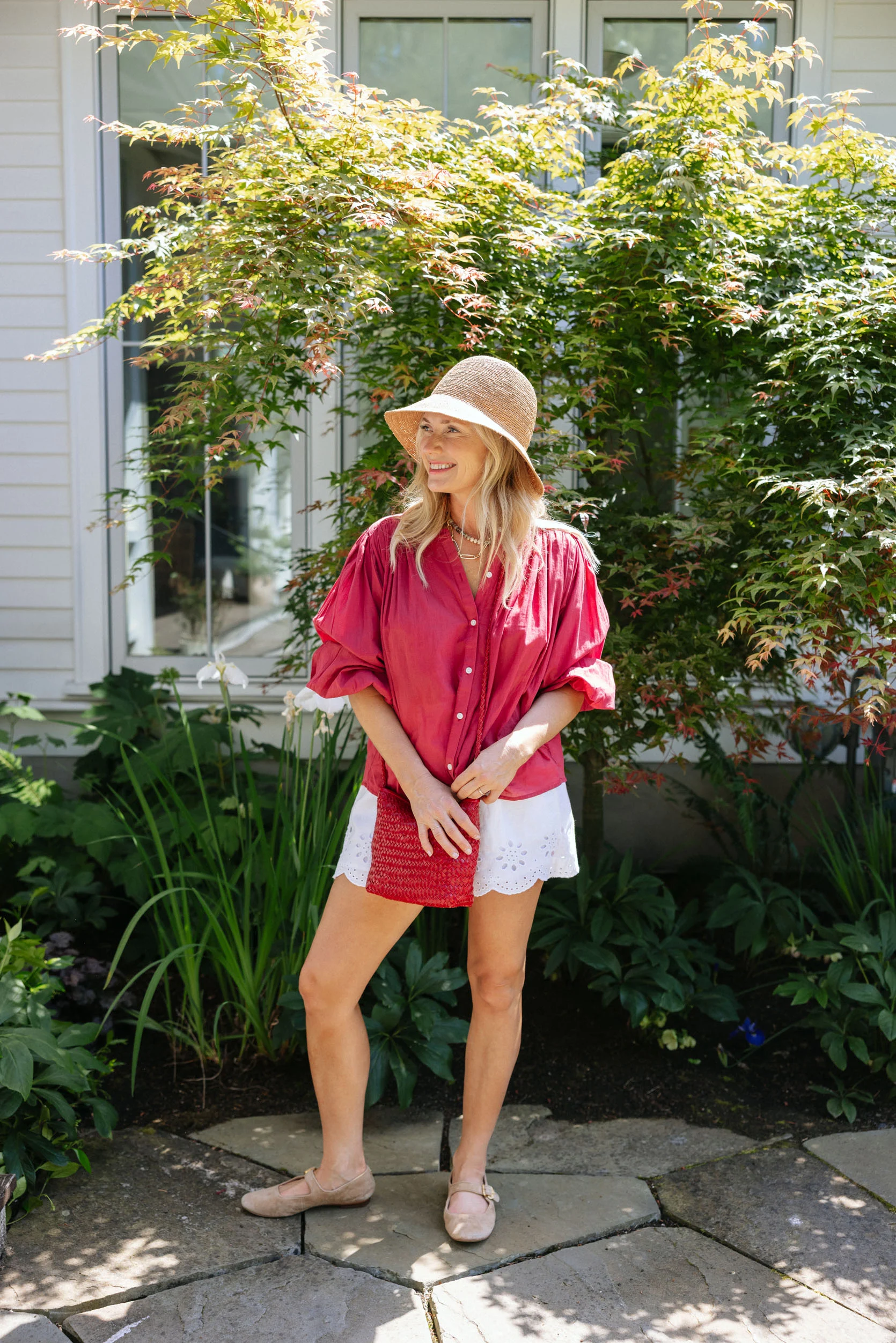 eyelet pull-on shorts